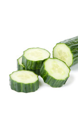 Close-up of fresh cucumber cut into slices