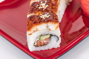 Japanese traditional Cuisine - Maki Roll with Cucumber , Cream C