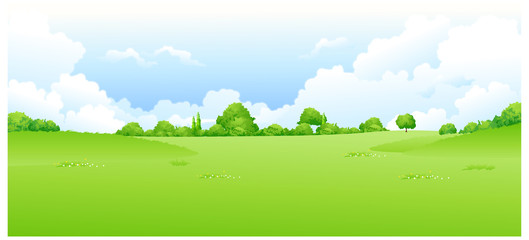 Green landscape with blue sky - 40429356