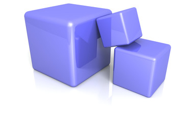 three blue 3d cubes