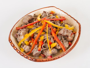 Asian style noodle with pork , spicy and yummy delicious