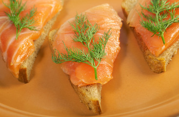Canapes with smoked salmon