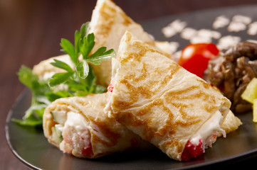 rolled pancakes stuffed