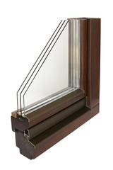 Brown wood window sample section