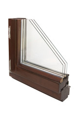 Brown wood window sample section