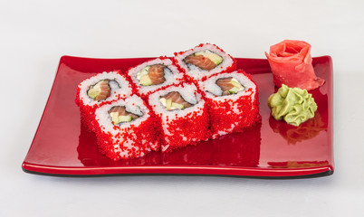 Tobiko Spicy Maki Sushi - Hot Roll with various type of Tobiko (