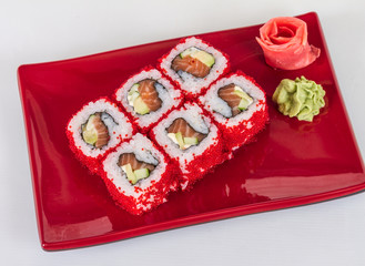 Tobiko Spicy Maki Sushi - Hot Roll with various type of Tobiko (