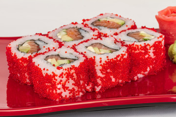 Tobiko Spicy Maki Sushi - Hot Roll with various type of Tobiko (