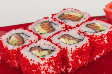 Tobiko Spicy Maki Sushi - Hot Roll with various type of Tobiko (