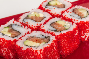 Tobiko Spicy Maki Sushi - Hot Roll with various type of Tobiko (