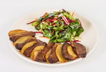 duck fillet, mashed potatoes seasoned with truffle oil, fig and