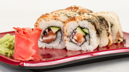 Japanese traditional Cuisine - Maki Roll with Cucumber , Cream C