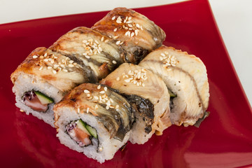 Japanese traditional Cuisine - Maki Roll with Cucumber , Cream C