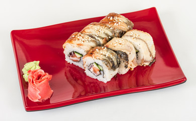 Japanese traditional Cuisine - Maki Roll with Cucumber , Cream C