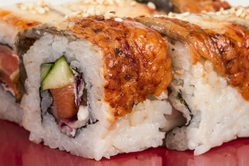 Japanese traditional Cuisine - Maki Roll with Cucumber , Cream C