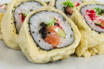 Japanese Cuisine -Tempura Maki Sushi (Deep Fried Roll made of sa