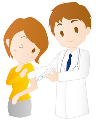 医者　注射　予防接種　イラスト　素材　ベクター