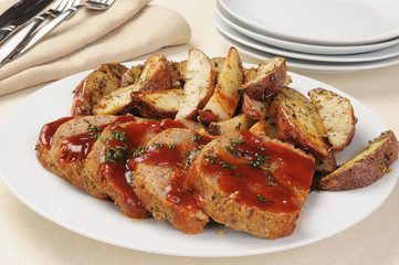 Meatloaf and potatoes