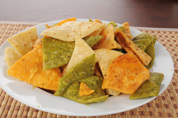 Snack dish of tortilla chips