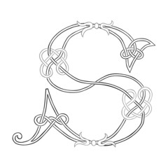 A Celtic Knot-work Capital Letter S Stylized Outline