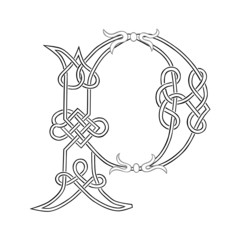 A Celtic Knot-work Capital Letter P Stylized Outline