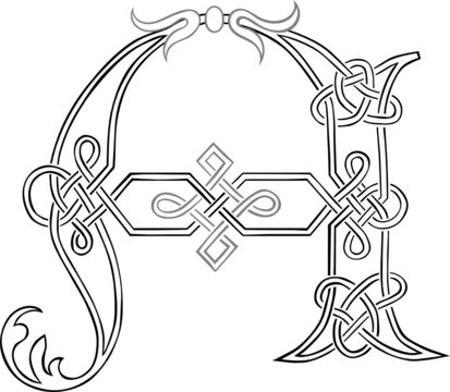 A Celtic Knot-work Capital Letter A Stylized Outline