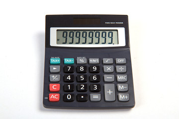 Black calculator isolated on white background