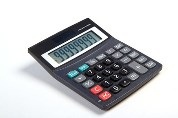 Black calculator isolated on white background