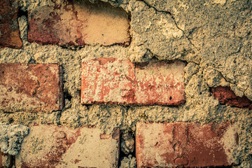 toned brick wall grunge background or texture