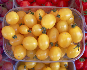 yellow cherry  tomatoes, food background