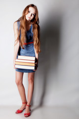Fototapeta premium Girl with books