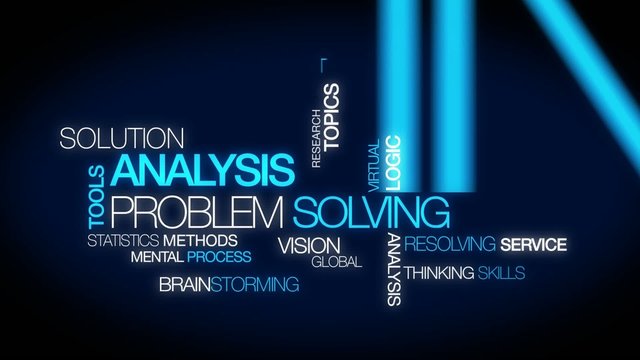 Solution Analysis problem solving tag cloud blue video