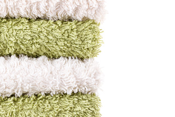 Fototapeta na wymiar Green and white towels