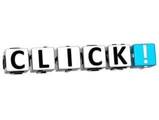 3D Click Block Text  on white