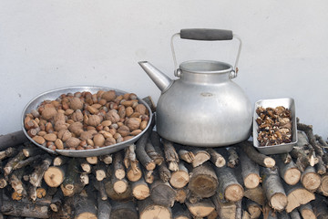 teapot and nuts