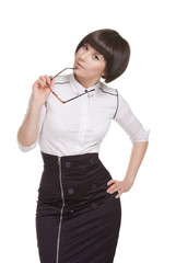 business woman portrait isolated over a white background