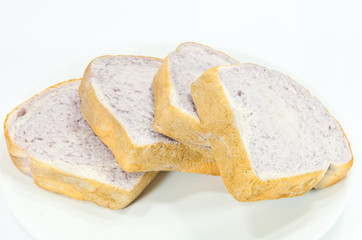 taro sliced bread close up