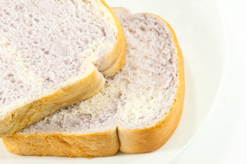 taro sliced bread close up