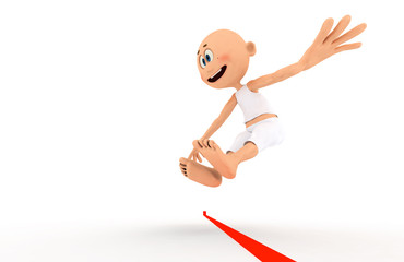 Toon guy crossing the red line. Winner