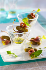 appetizers on cocktail sticks