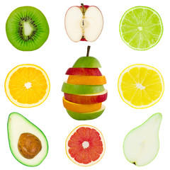 Collage from the isolated fruit