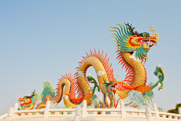 Fototapeta na wymiar Dragon statue at Nakornsawan,Thailand