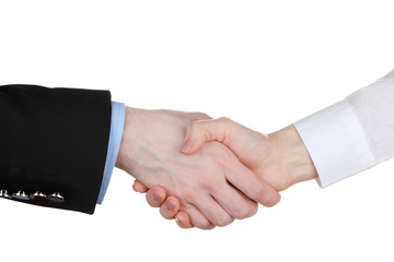Business handshake isolated on white