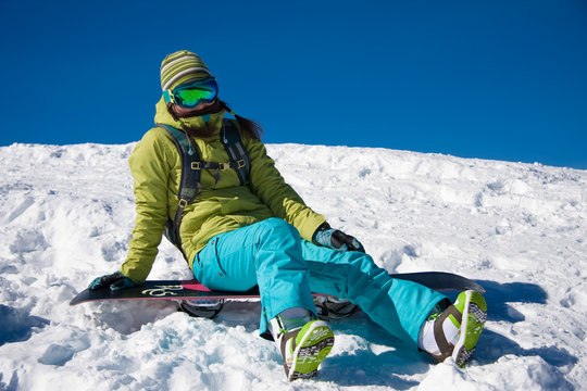 Snowboarder Girl Sitting