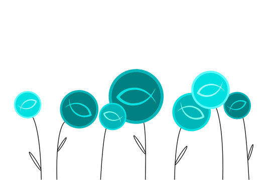 Ichthys Blumen in blau