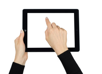 hands with tablet computer