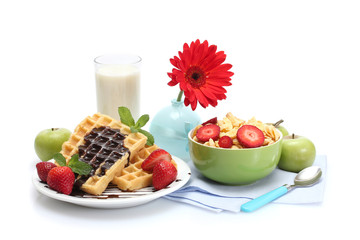 light breakfast isolated on white