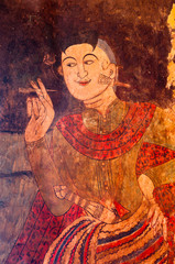 Ancient Buddhist temple mural