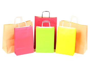 Shopping brown gift bags background