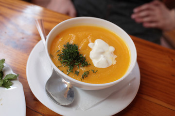Yellow pumpkin soup